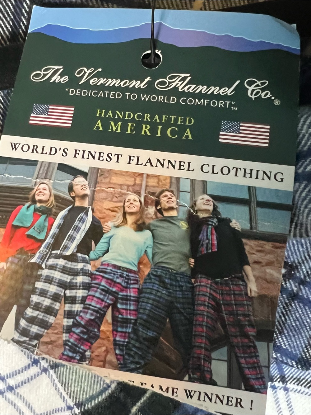 Vermont Flannel Co NWT Plaid Poncho Shawl Cape Blue Green Cabincore USA Sz L/XL - Picture 7 of 8